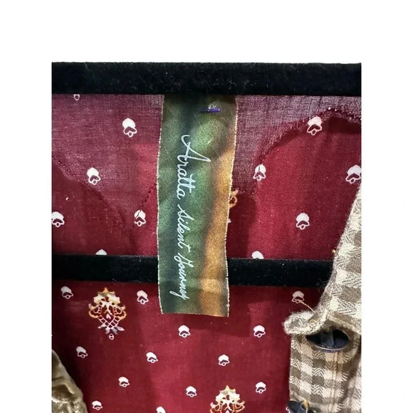 Aratta Silent Journey Women Long Sleeve Button Down Collared Plaid Shirt Size S - Picture 10 of 12